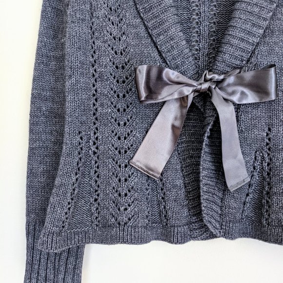 🌟Host Pick🌟 🇮🇹 Hekla & Co Wool Blend Ribbon Tie Cardigan Made In Italy - Picture 4 of 7